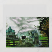 *~* Spooky Bolts Lightneing House HALLOWEEN CARD (Voorkant / Achterkant)