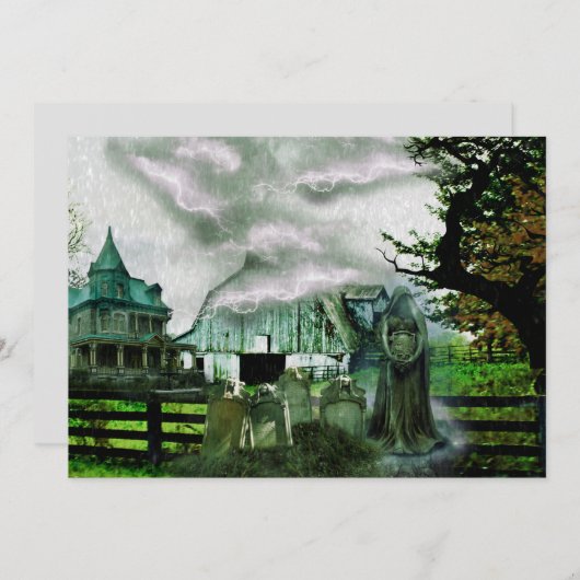 *~* Spooky Bolts Lightneing House HALLOWEEN CARD (Voorkant / Achterkant)