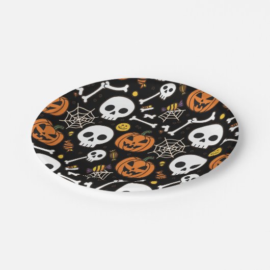 Spooky Bones And Skeletons For Halloween Papieren Bordje (Gekanteld)