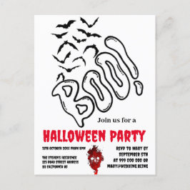 Spooky BOO Bat Swarm Halloween Design briefkaart