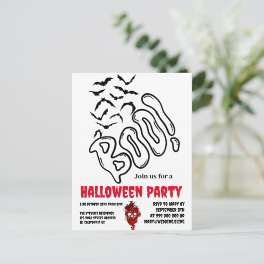 Spooky BOO Bat Swarm Halloween Design briefkaart (Staand voorkant)