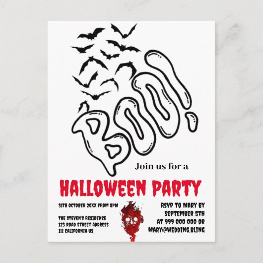 Spooky BOO Bat Swarm Halloween Design briefkaart (Voorkant)
