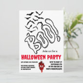 Spooky BOO Bat Zwerm Halloween Ontworpen Uitnodigi Kaart (Staand voorkant)