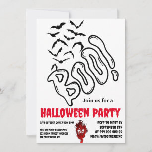 Spooky BOO Bat Zwerm Halloween Ontworpen Uitnodigi Kaart