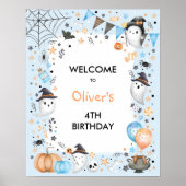 Spooky Boo Blue Halloween Ghost Verjaardag Welkom Poster (Voorkant)