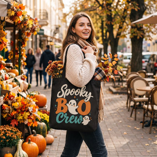 Spooky Boo Crew Retro Geest Halloween Tote Bag