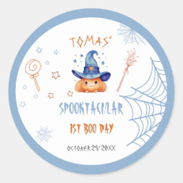 Spooky Boo Day Halloween Jongen Verjaardag Ronde Sticker