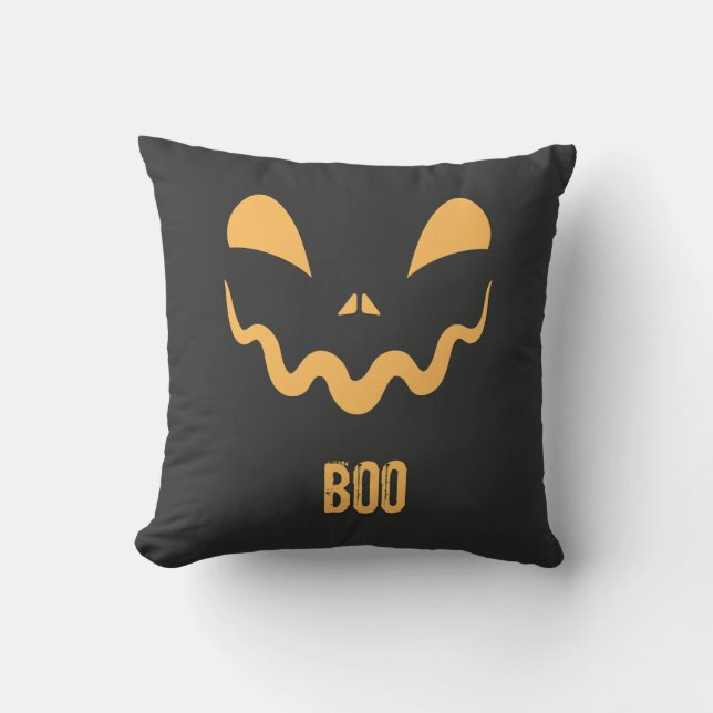 Spooky "Boo" Decoratief Kussen met Halloween Gezic (Voorkant)