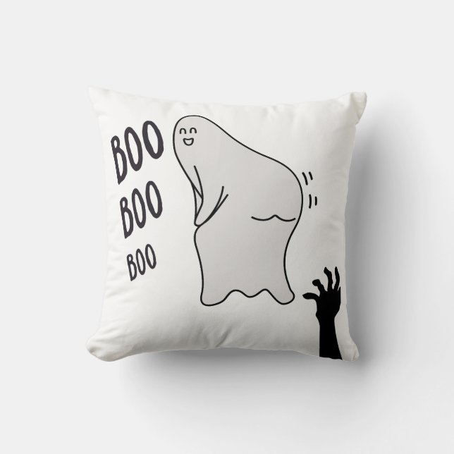 Spooky Boo Ghost Halloween Funny Novelty Shirt Kussen (Voorkant)