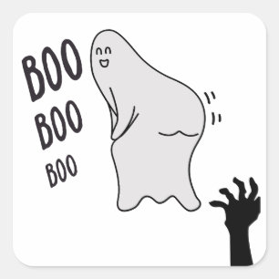 Spooky Boo Ghost Halloween Funny Novelty Shirt Vierkante Sticker