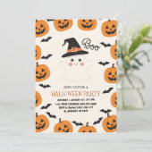 Spooky Boo Ghost Kinder Halloween-feestuitnodiging Kaart (Staand voorkant)