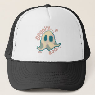 Spooky Boo ghost pixel art  Trucker Pet