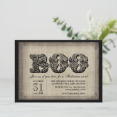 Spooky BOO Gothic Halloween Party Invitation Kaart (Staand voorkant)