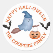 Spooky Boo Happy Halloween Ronde Sticker (Voorkant)