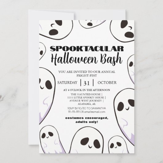 Spooky Boo Haunted house Halloween bash party Kaart (Voorkant)