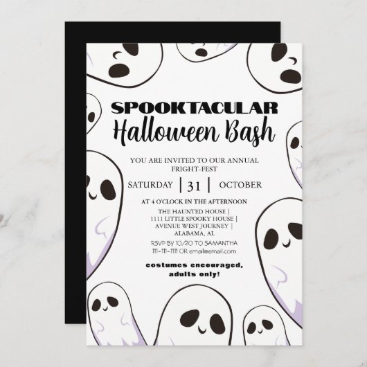 Spooky Boo Haunted house Halloween bash party Kaart (Voorkant / Achterkant)