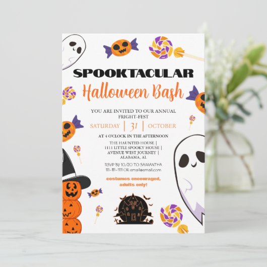 Spooky Boo Haunted house Halloween bash party Kaart (Staand voorkant)