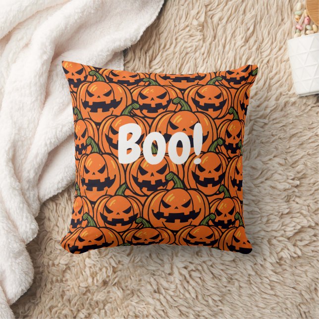 Spooky Boo pompoen jack-o-lantaarn Halloween Kussen (Deken)