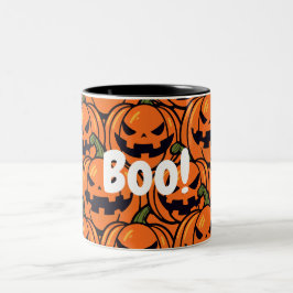 Spooky Boo pompoen jack-o-lantaarn Halloween Tweekleurige Koffiemok