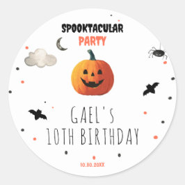 Spooky Boo Pumpkin Kids Verjaardag Halloween Ronde Sticker