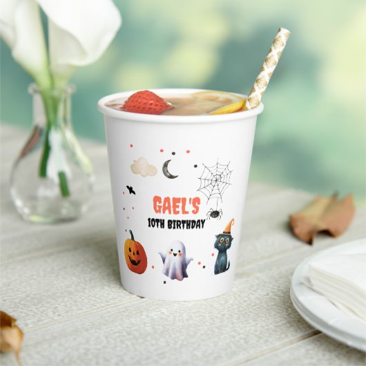 Spooky Boo Schattigee Halloween Ghost Verjaardag D Papieren Bekers (Insitu)