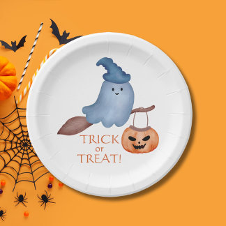 Spooky Boo Trick or treat Kinder & Familie Hallowe Papieren Bordje