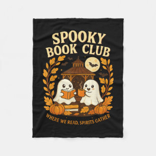 Spooky Book Club Halloween Geest Lezen Koffie Herf Fleece Deken