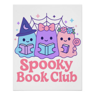 Spooky Book Club Schattige Ghost Reading Perfect Poster