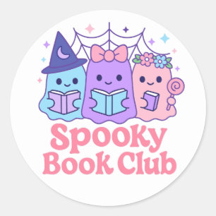 Spooky Book Club Schattige Ghost Reading Ronde Sticker