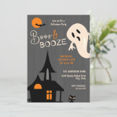 Spooky Boos & Booze Halloween Party uitnodiging (Staand voorkant)