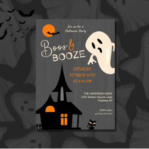 Spooky Boos & Booze Halloween Party uitnodiging
