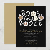 Spooky Boos en Booze Black Adult Halloween Party Kaart (Voorkant / Achterkant)