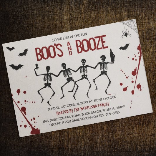 Spooky Boo's en Booze Halloween Feestuitnodiging Kaart