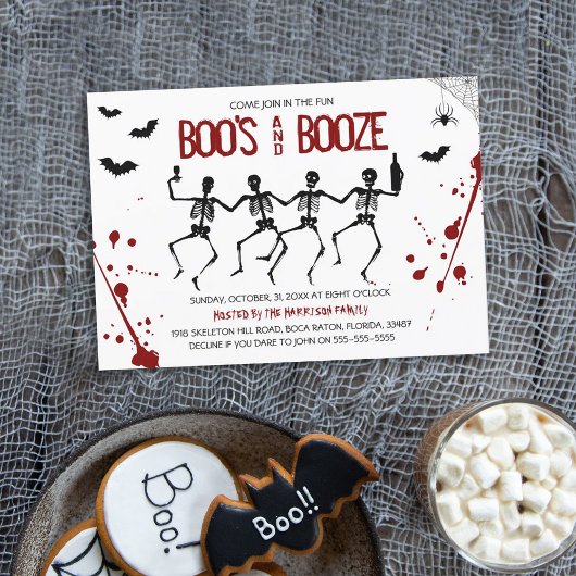 Spooky Boo's en Booze Halloween Feestuitnodiging Kaart