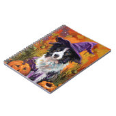 Spooky Border Collie Halloween heks en pompoen Notitieboek (Linkerzijde)