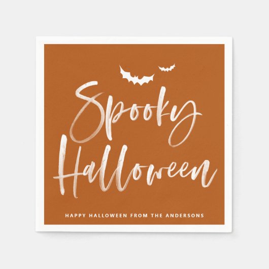 Spooky borstel belettering Sinaasappel Halloween Servet (Voorkant)