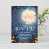 Spooky Bos en Pompoenen Blauw Halloween Kaart (Staand voorkant)