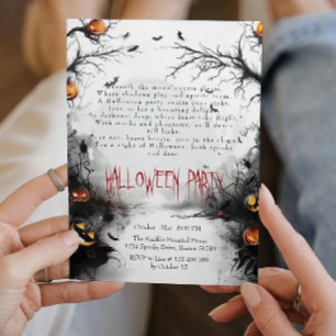 Spooky Bos en Pompoenen Gedicht Halloween Kaart