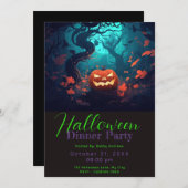 Spooky Bos Pompoen Verlaat Halloween Dinner Party Kaart (Voorkant / Achterkant)