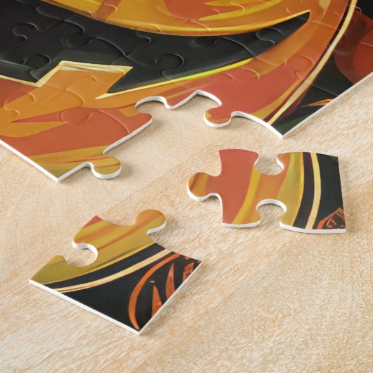 Spooky Boston Terrier Halloween heks en pompoen Legpuzzel (Zijkant)