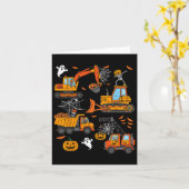 Spooky Bouw Trucks Peuter Jongens Halloween Kaart (Gele Bloem)
