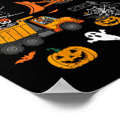 Spooky Bouw Trucks Peuter Jongens Halloween Poster (Hoek)