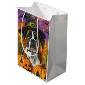 Spooky Boxer Halloween Witch and Pumpkin Medium Cadeauzakje (Achterkant Gekanteld)