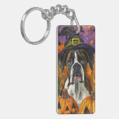Spooky Boxer Halloween Witch and Pumpkin Sleutelhanger (Voorkant Links)
