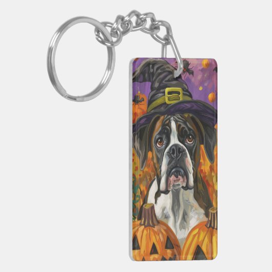Spooky Boxer Halloween Witch and Pumpkin Sleutelhanger (Voorkant Links)