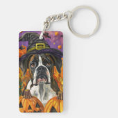 Spooky Boxer Halloween Witch and Pumpkin Sleutelhanger (achterkant)