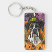 Spooky Boxer Halloween Witch and Pumpkin Sleutelhanger (Voorkant)