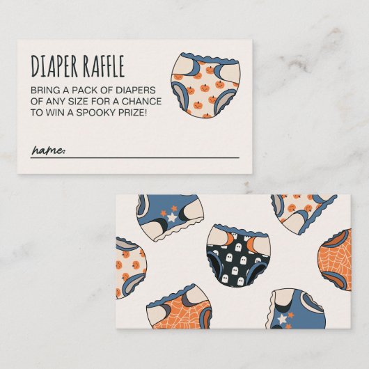 Spooky Boy Halloween Baby shower Luier Raffle Informatiekaartje (Voorkant / Achterkant)