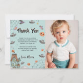 Spooky Boy Halloween Verjaardagsfeestfoto Bedankkaart (Voorkant)