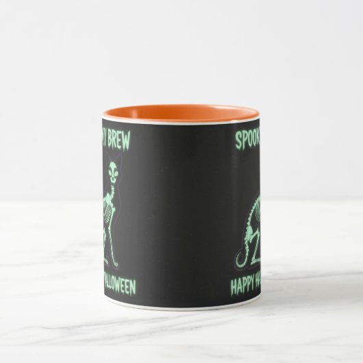 SPOOKY BREW Skeleton Cat Mug Mok (Midden)